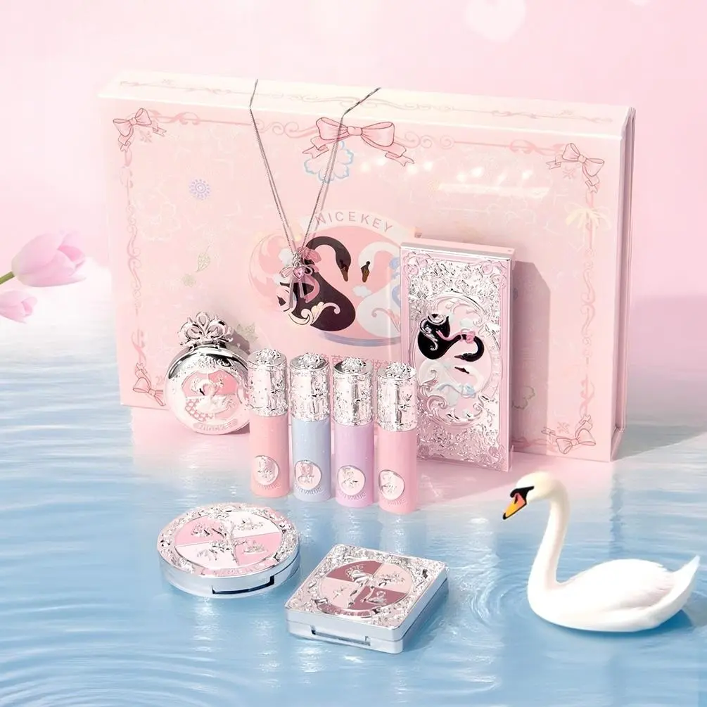 Ballet Makeup Gift Box, Full Makeup Kit with Lip Mud, Powder, Blush, Eyeshadow, Contour & Necklace, Perfect Gift, Free Gift Bag