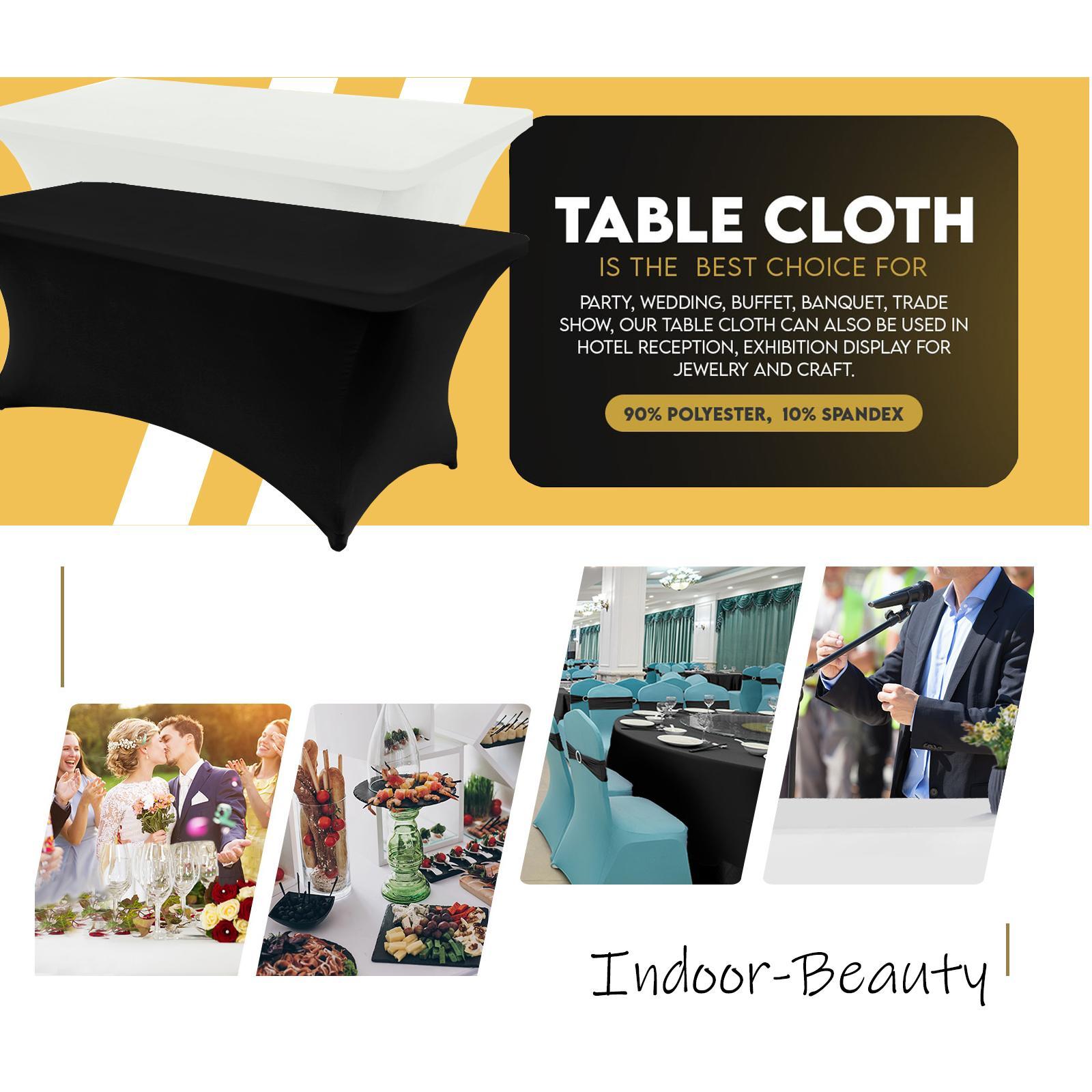 Solid Color Tablecloth, 1 Count Rectangular Stretch Table Cover, Spandex Table Covers, Universal Stretch Table Cloth for Exhibitions, Dinners, Weddings, Birthday Parties, Decor
