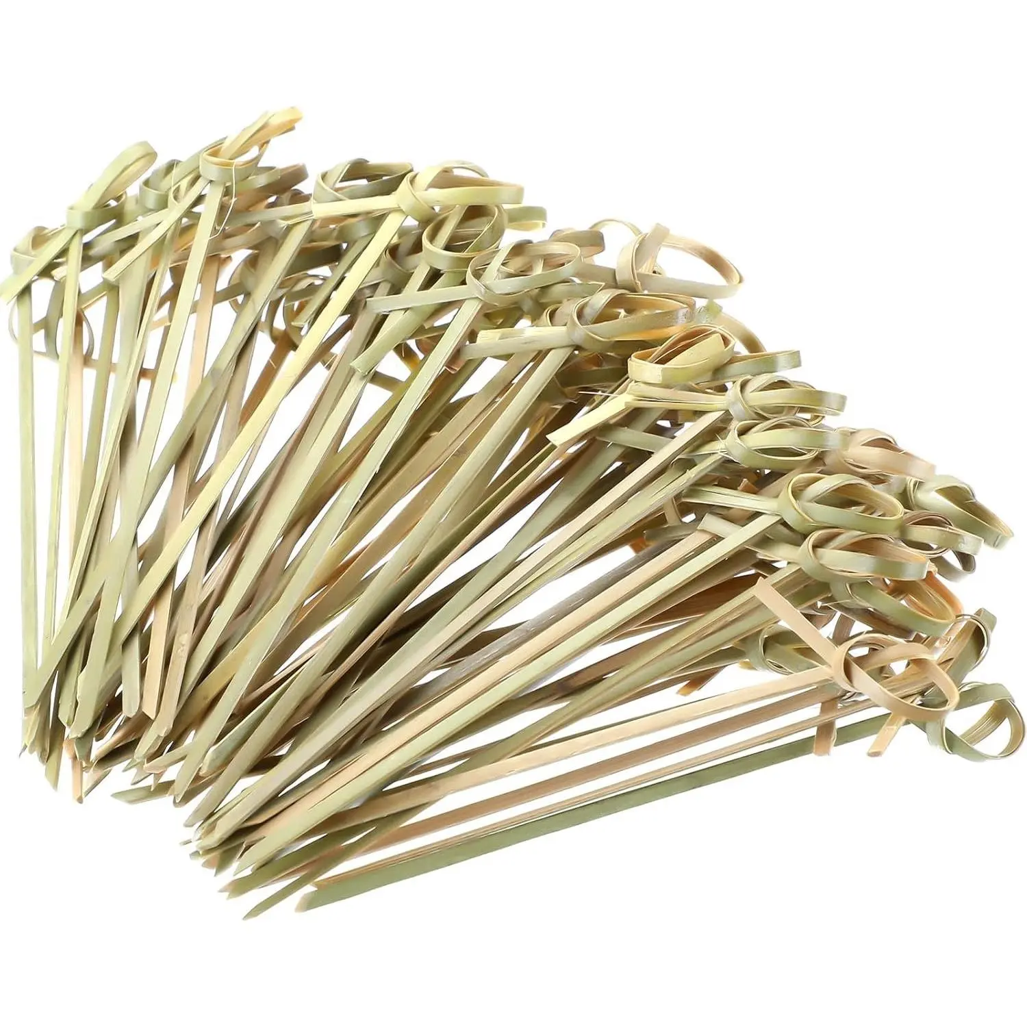 1000 Pcs Bamboo Cocktail Picks 4.13 Inch Bamboo Skewers Fruit Toothpicks for Appetizers Drink Garnish Sticks Handmade Food Pick with Looped Knot for Party Bar Snacks Sandwiches Drinks