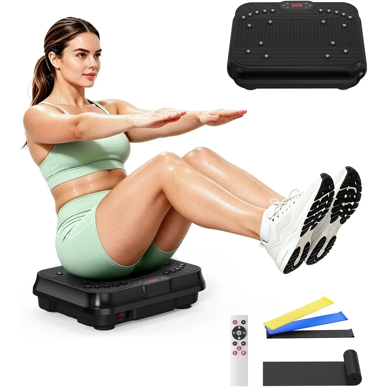 Vibration Plate Exercise Machine for Lymphatic Drainage and Weight Loss |   250 Speed Levels, 440 lbs Capacity Whole Body Vibration Platform with Technology and Accessories for Home Gym
