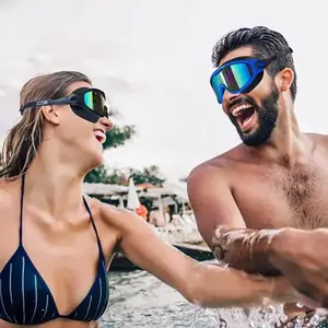 2 Pack Swim Goggles with Nose Clip and Earplugs, Anti Fog UV Protection Swimming Glasses with 180 Degree Wide Vision, Leakproof Water Goggles for Adults and Kids