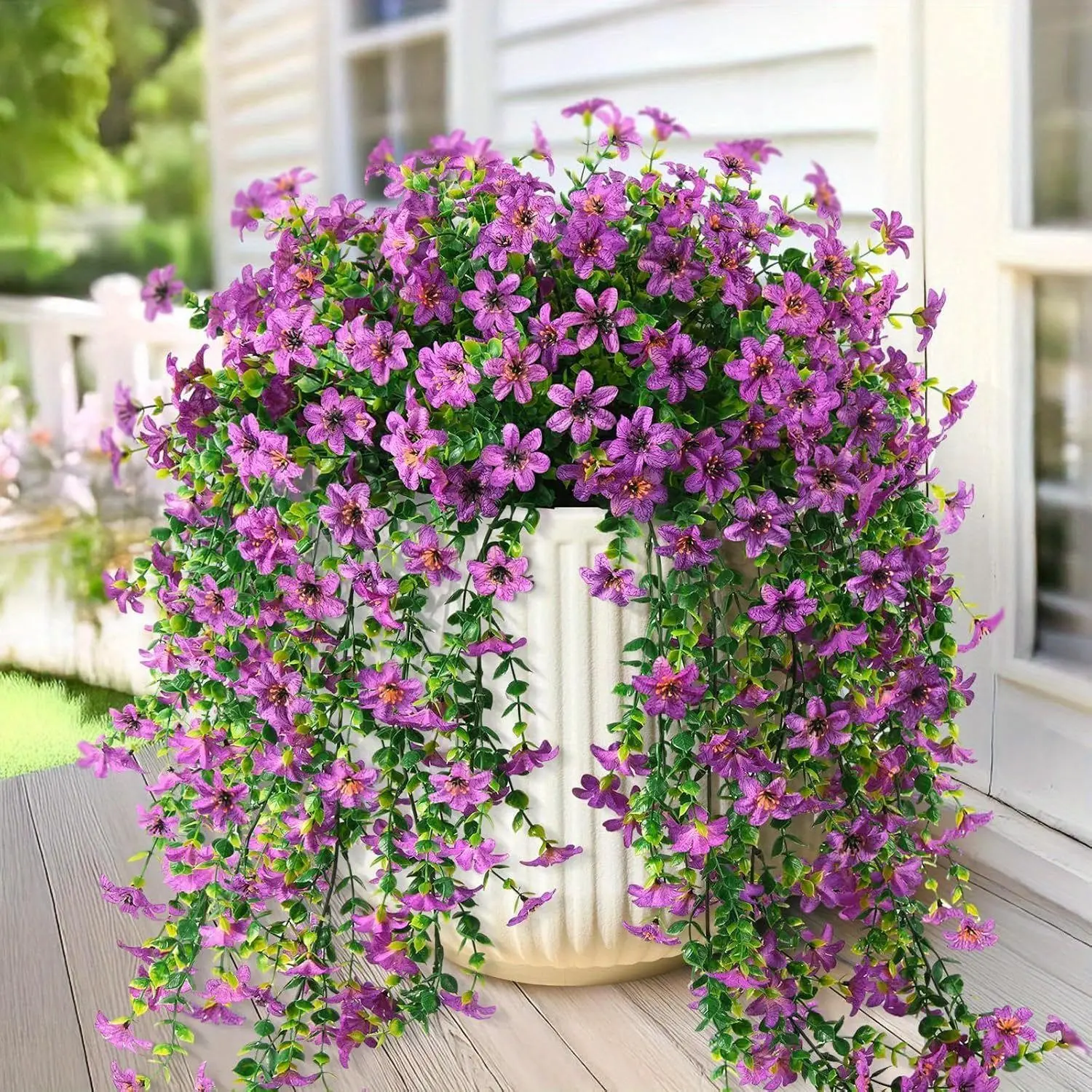 6-Piece Outdoor Artificial Hanging Lily Flowers, Set, Artificial Flower Decorations, Vibrant Long-Lasting Colors, Ideal for Indoor and Outdoor Decor, Perfect for Gardens and Windowsills