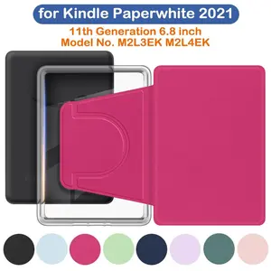 Acrylic Magnetic Bracket Case for Kindle Paperwhite 2021 11th Generation 6.8 Inch (Model No. M2L3EK M2L4EK) 360 Degree Rotating Portable Pouch Accessories Detachable Stand Protective Durable Cover Clear Back with Auto Sleep/Wake, Durability