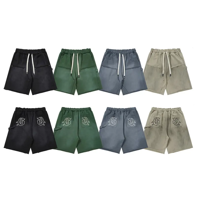 GODSPEED Cotton Sweat Shorts Men Washed Graphic Print Logo Casual Shorts Streetwear Loose Fit Drawstring Pocket Shorts Summer Gym Running Lounge Athletic Shorts Y2K Unisex