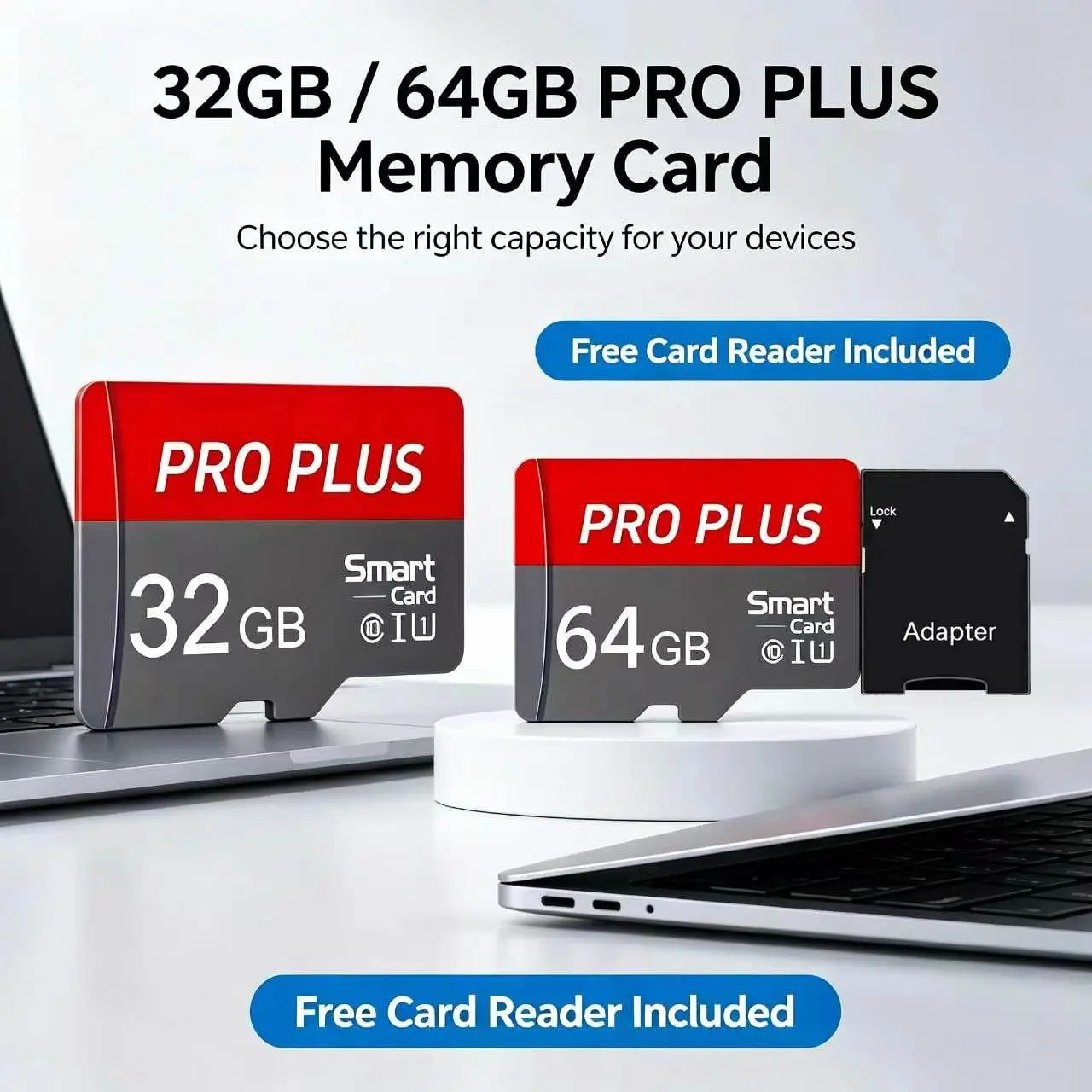 SD Card for Car Audio, 64GB SD Memory Card for Dash Cam, 32GB Microsdxc for Surveillance, 64GB Microsd for PC, Memory Cards For Cameras, Durable Waterproof with Adapter
