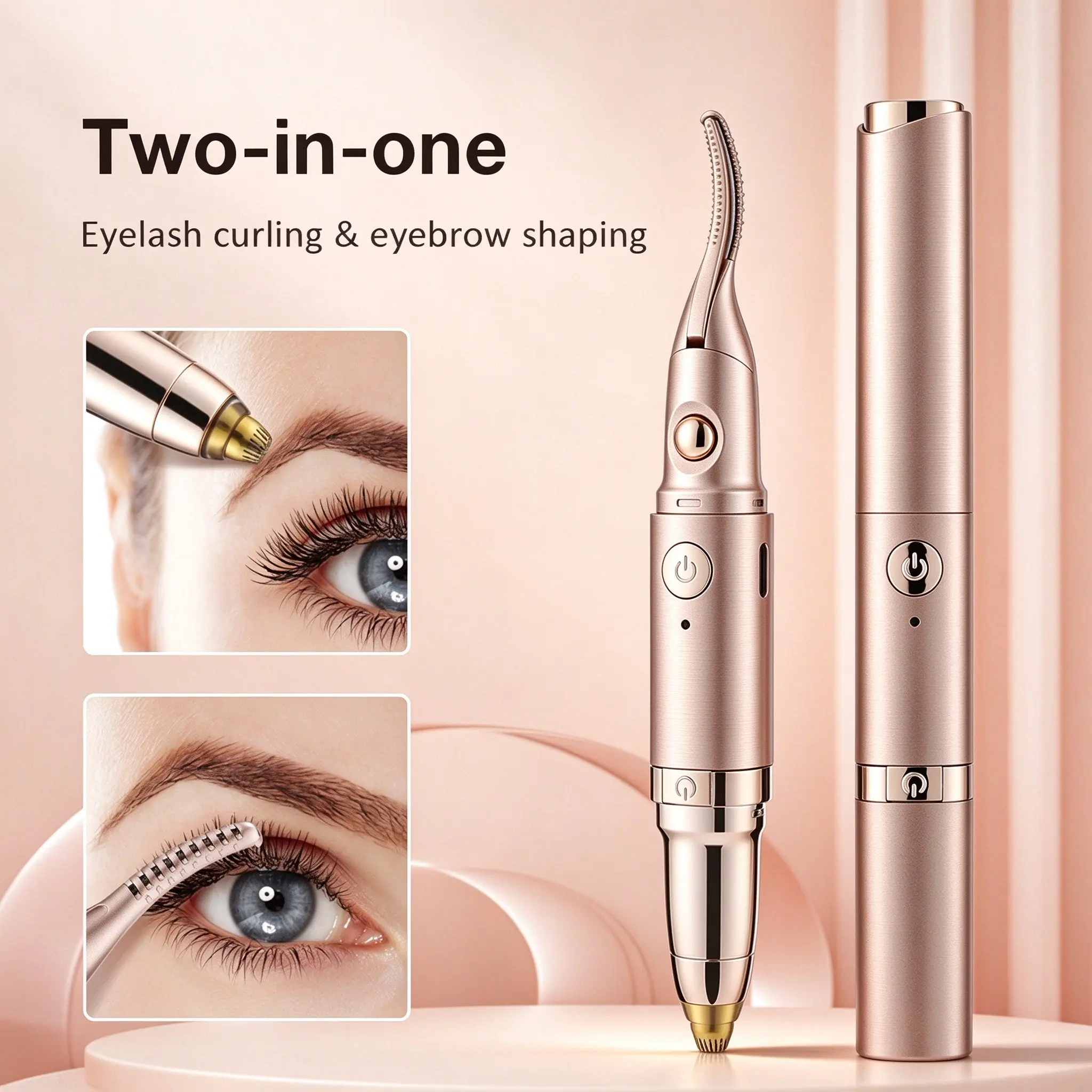 2 in 1 Electric Eyelash Curler, Automatic Multifunctional Eyebrow Trimmer, Compact & portable Heated Eyelash Curler, Eye Makeup Tool for Women, Fast heating, Perfect gift for mom,home travel Use, Beginner friendly,Fits all eye shapes,Daily makeup Tool