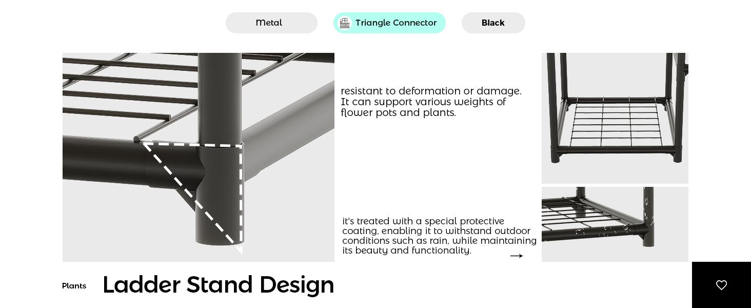 Bamworld Black Plant Stand Outdoor Metal Plant Shelf for Multiple Plants 3 Tiers Ladder Plant Holder Waterproof for Garden Living Room Patio Morden Home Decor Gardening Gifts