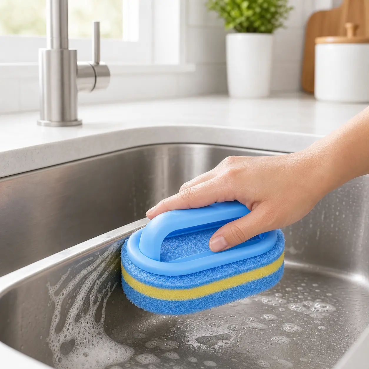 2/4Pcs Handheld Sponge Eraser Scrubber, Heavy Duty Tub Tile Cleaner Sponge, Abrasive Cleaning Sponge for Bathtub, Kitchen Dishes, Swimming Pool and Household Stain Cleaning