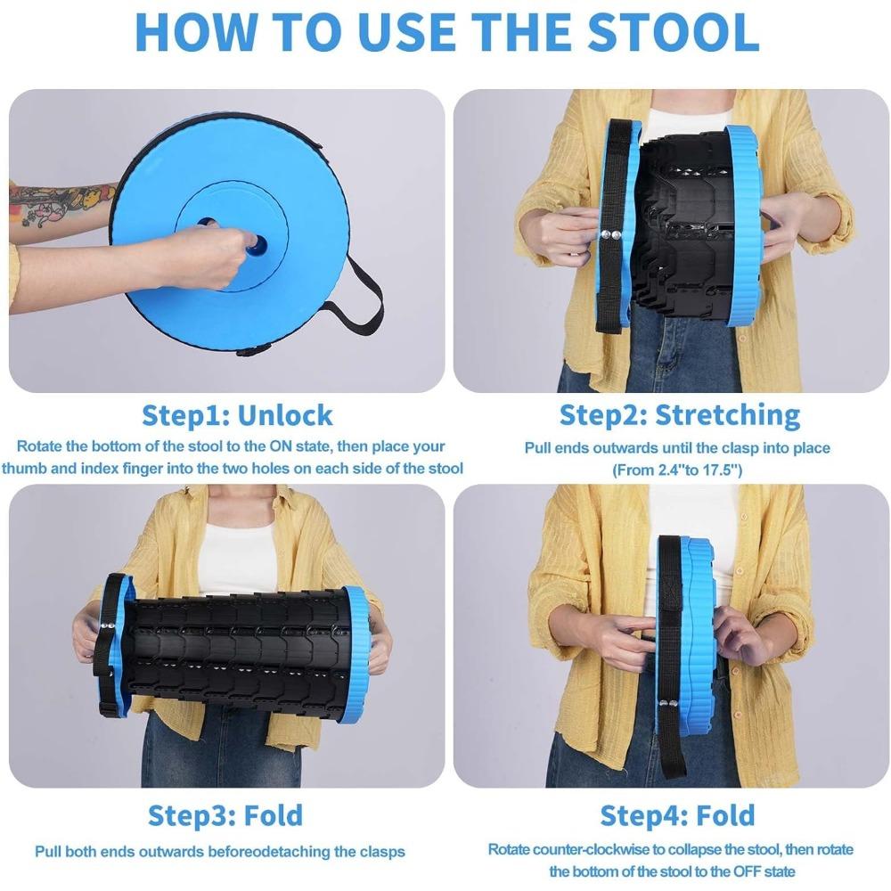 Upgraded Collapsible Stool, Folding Chair with Switch Lock-Portable Camping Stool with Load Capacity 400lbs, Retractable Collapsible Stool For Camping,Fishing,Hiking Upgraded Collapsible Stool, Folding Chair with Switch Lock-Portable Camping Stool with Load Capacity 400lbs, Retractable Collapsible Stool For Camping,Fishing,Hiking