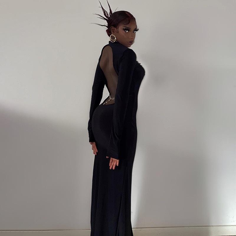 New Style Women's Hot Girl Evening Dress, Sexy Backless Slit Dress