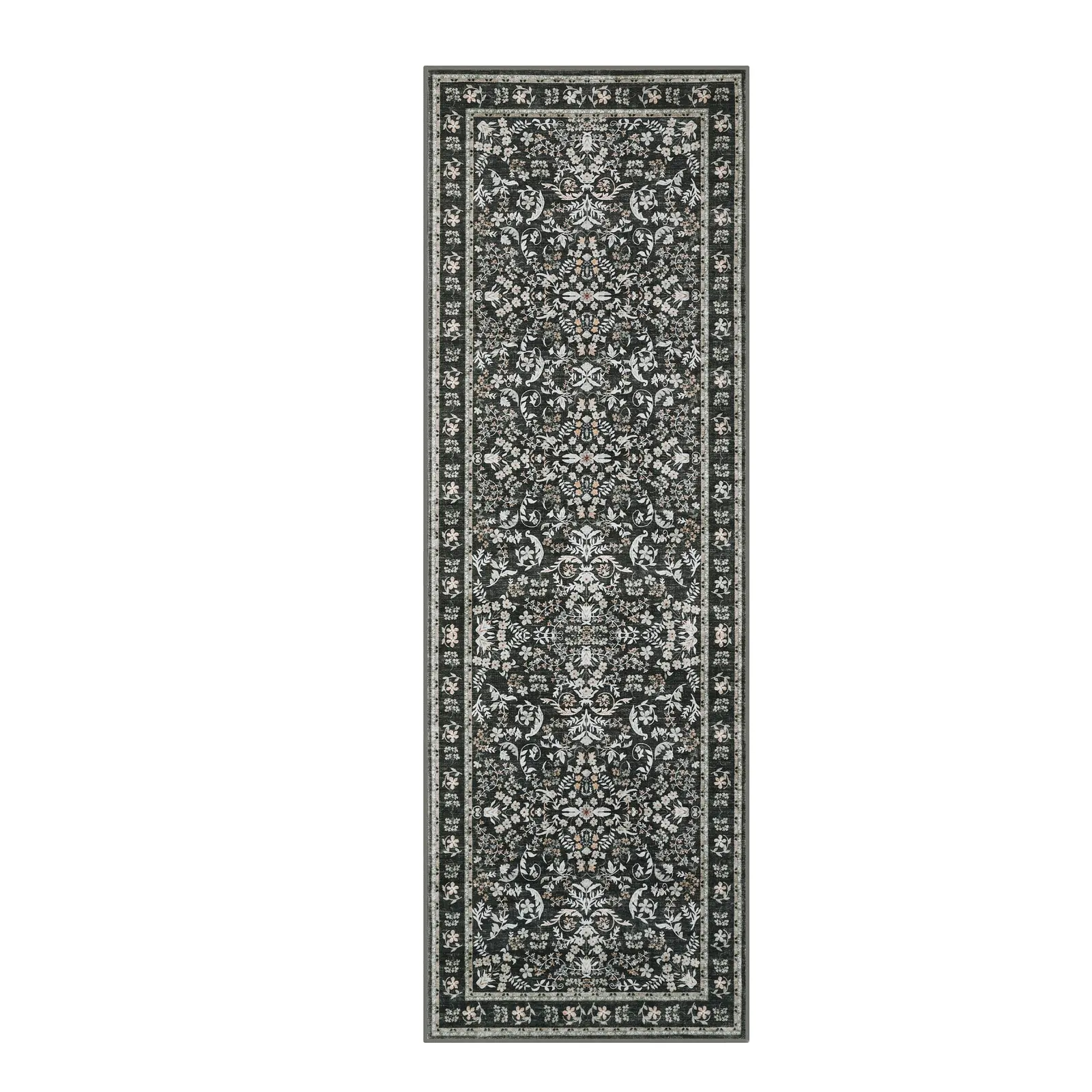 Garvee Vintage Area Rug – Non-Slip Soft Soft Surface with Rubber Backing – Machine Washable Collapsible Carpet for Living Room, Bedroom, Nursery – Easy Care, Indoor Low Pile Floor Decor
