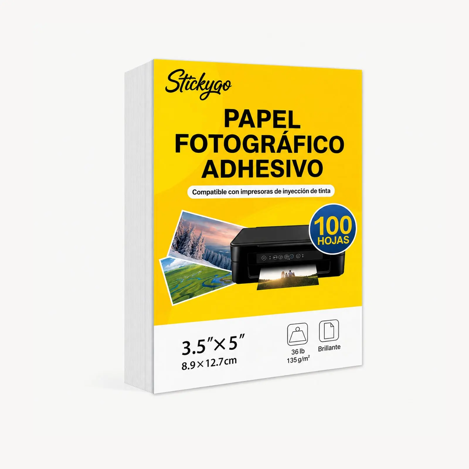 100 Sheets Glossy Photo Paper, 3.5 X 5 Inches, 135 G/m², Printable Self-Adhesive Paper for Inkjet Printers, Photos, Labels, Crafts, DIY Projects