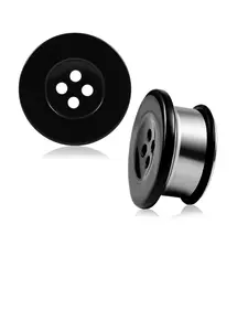 2 Rubber Button Earplugs with O-Rings, Single Horn Ear Stretchers for Unique Ear Accessories, Perfect for Body Jewelry Enthusiasts