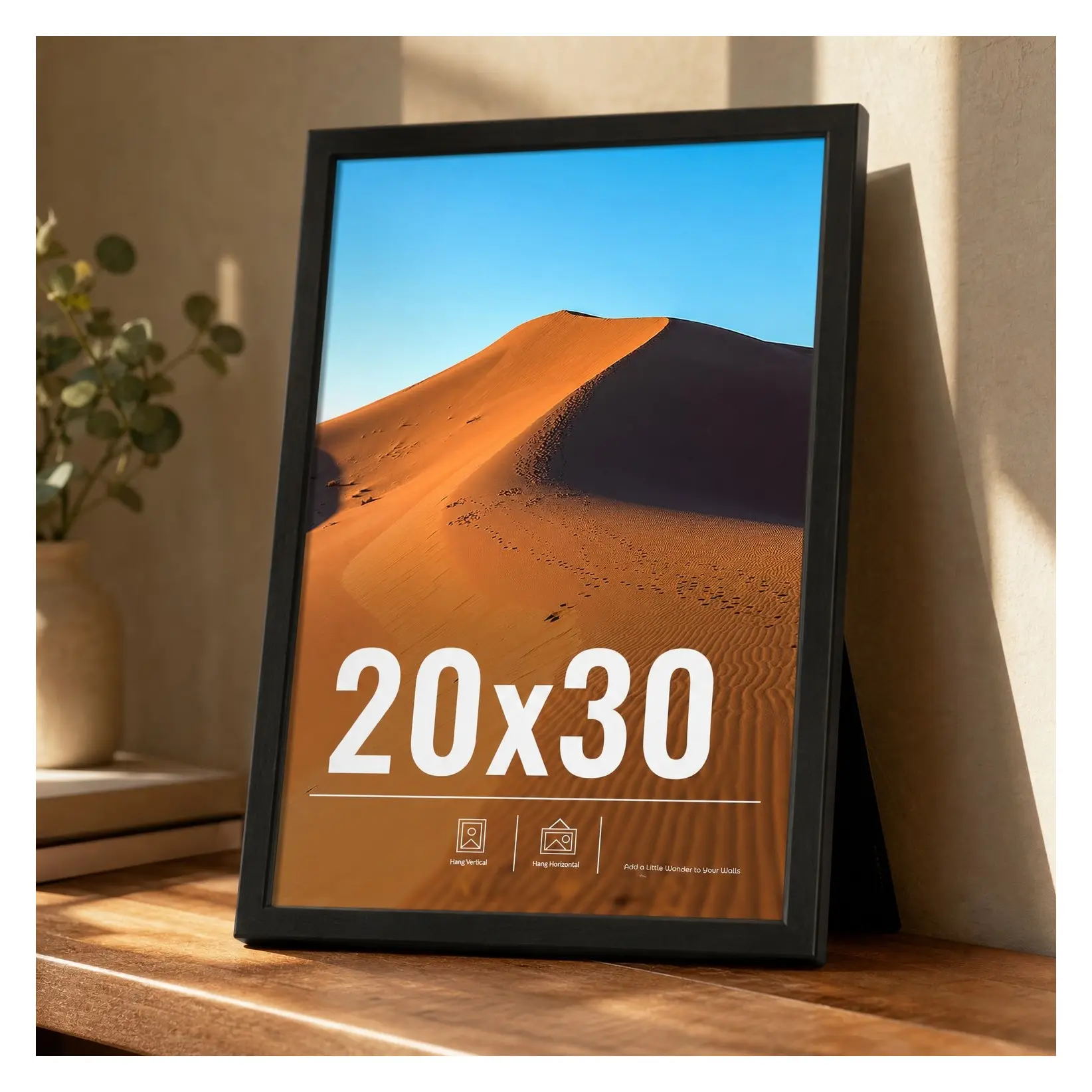 20x30 Black Picture Frame with HD Plexiglas for Wall Display, 20 x 30 Poster Frame 1 Pack, Vertical or Horizontal HangingGift