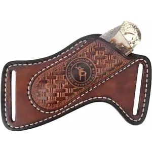 Leather Knife Sheath for Belt, 3mm Thick EDC Pocket Knife Holster Fits Buck 110, Compact Folding Knife Carrier Case for Men, Open Top Cross Draw - Brown