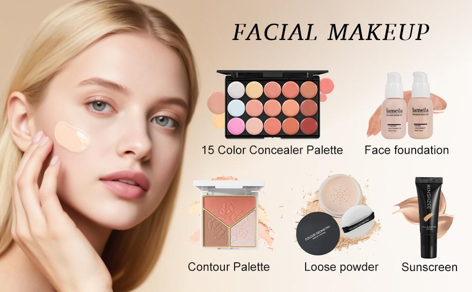 All in One Makeup Kit for Women Full Kit,Makeup Set for Women, Includes Eyeshadow Palette/Foundation/Lipstick/Eyeliner/Mascara/makeup Brush,Makeup Gift Set for Christmas & Birthday&Holiday&Everyday. All in One Makeup Kit for Women Full Kit,Makeup Set for Women, Includes Eyeshadow Palette/Foundation/Lipstick/Eyeliner/Mascara/makeup Brush,Makeup Gift Set for Christmas & Birthday&Holiday&Everyday.