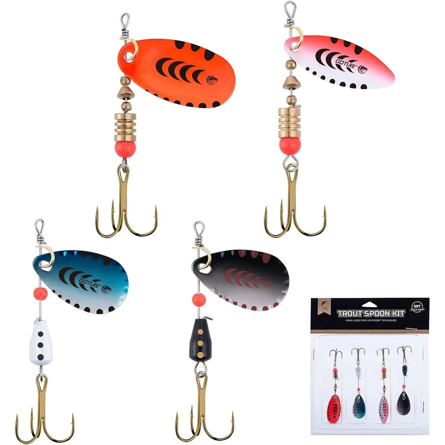 Trout Lures Fishing Spinners, Hard Metal Spinner Baits | Spinner Lures Spoon , Fishing Lures Kit for Freshwater Saltwater Bass Trout Salmon Pike Walleye Crappie