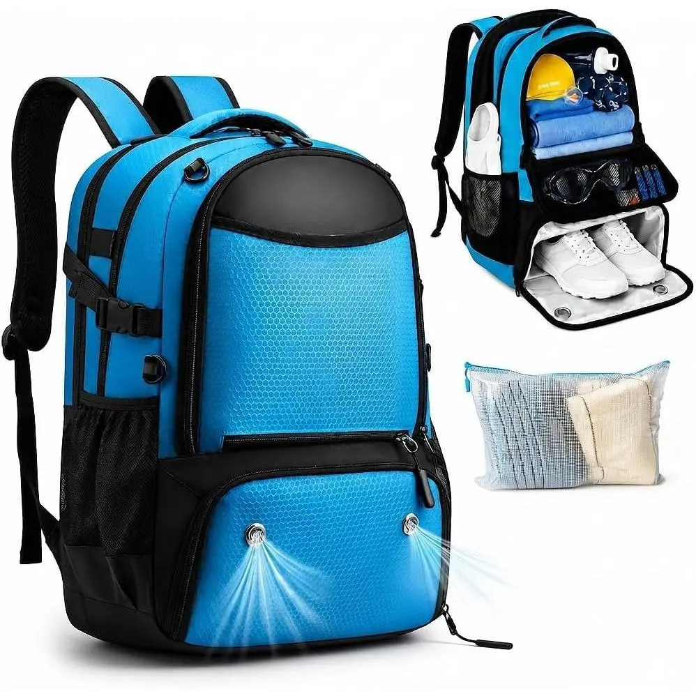 35L Large Wet Dry Bag Swimming Backpack for Aquatic Sports Enthusiasts - Water-Resistant, Shoe Separation Compartment, for Pool, Gym