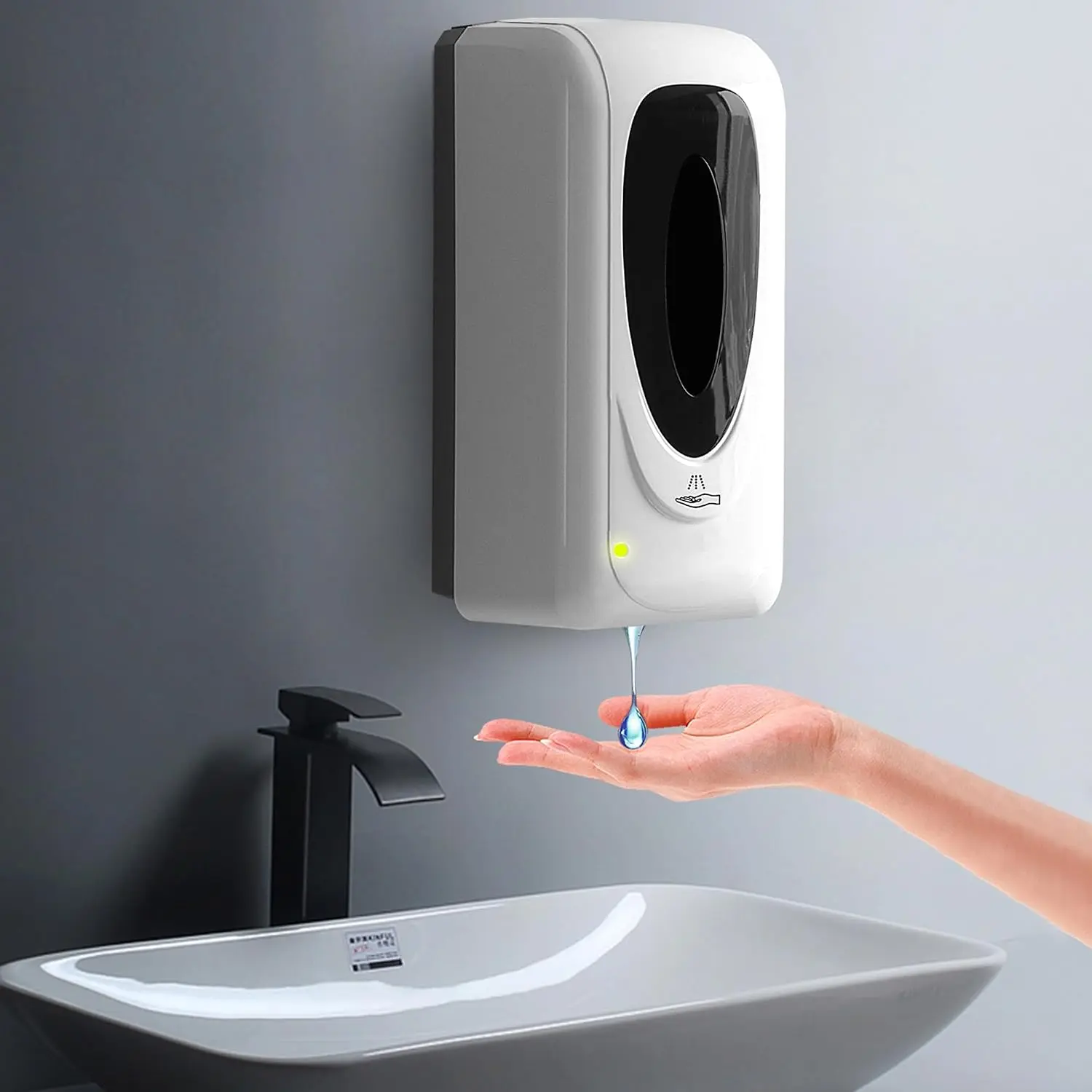 Automatic Soap Dispenser for Kitchen Sink, Commercial Liquid Touchless Soap Dispenser Wall Mounted, Refillable Sensor Hands-Free Dispensers for Office Hotel School Restaurant, 33oz/1000ml