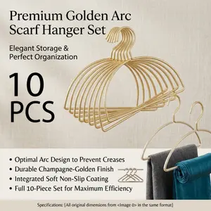 10 pack champagne gold metal scarf hangers anti slip curved clothes hanger prevent crease closet storage organizer for scarf shirt dress pants