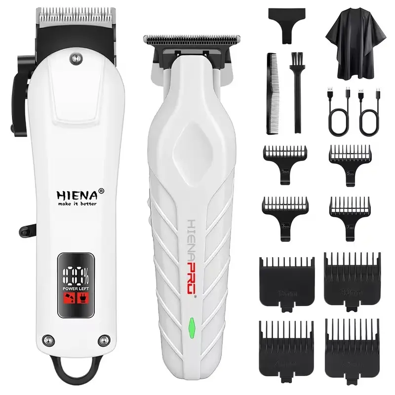 Barber-Grade 2-Piece Cordless Grooming Gift Set, LED Display with Smooth Anti-Tangle Blades, All-in-One for Hair and Beard Styling, A Premium Choice for Boyfriend or Husband
