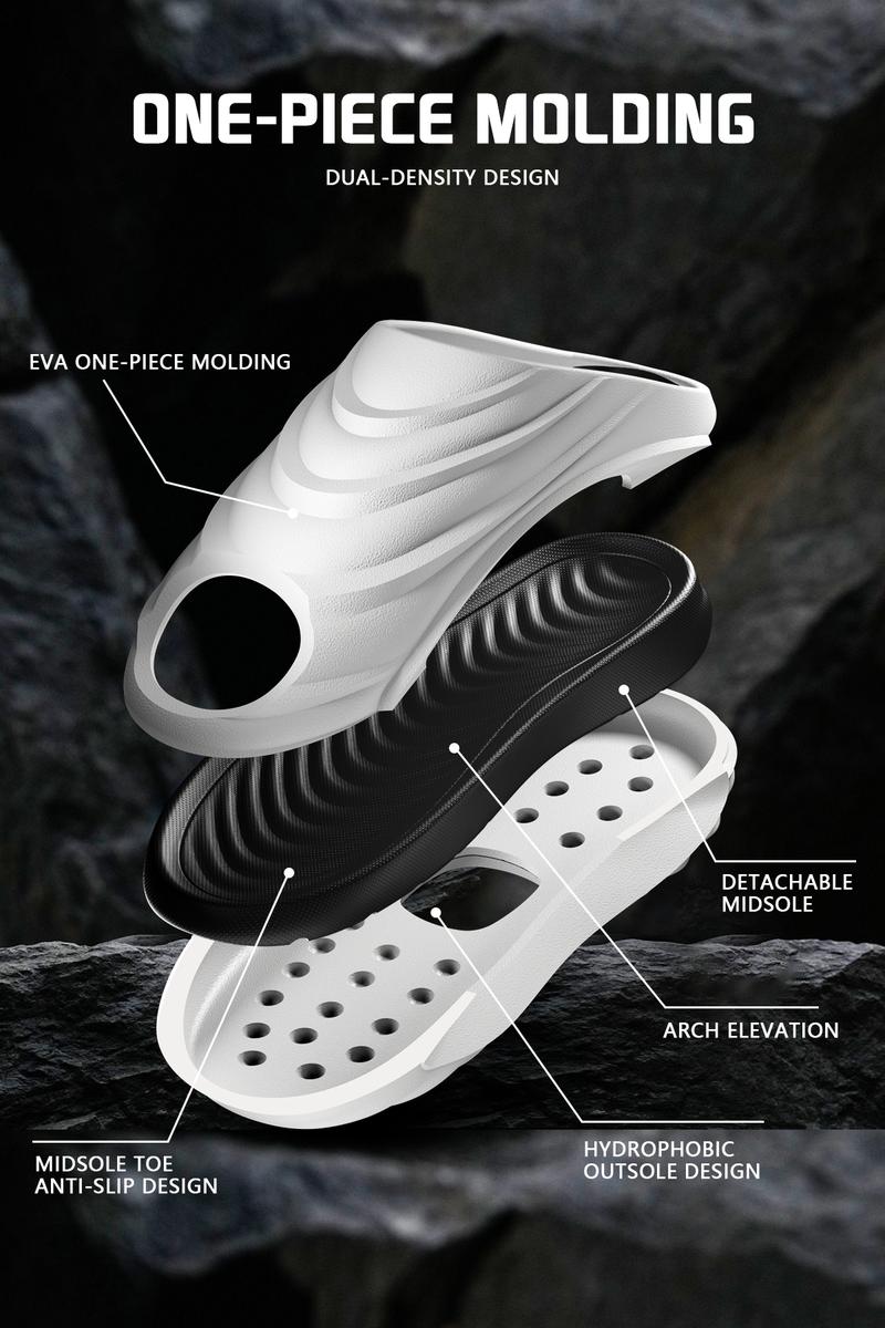 YASSIA Unisex EVA Outside Walking Slippers Comfortable Anti-Odor Anti-Slip Slippers for Relaxing After Exercise Casual Slide White-Pink Breathable Cushioned Wear-Resistant Footwear Boy Shoe Flipflop