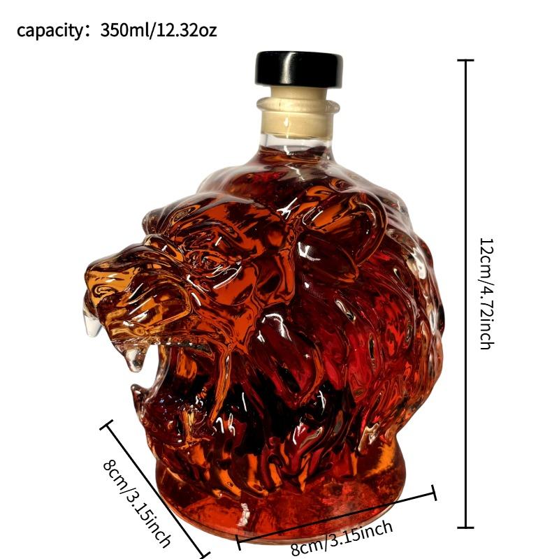 Creative Transparent Glass Lion Head Liquor Bottle Irregular Shape Sealed Wine Bottle Red Wine Bottle Whiskey Vodka Empty Bottle,Unique Home Bar Decor Gift