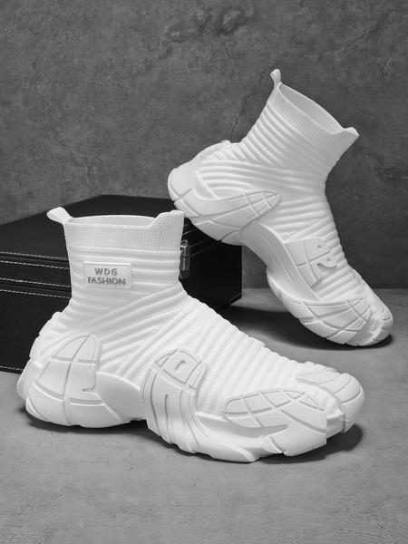 Men's Fabric High-Top Sneakers, Stylish and Comfortable Footwear for Everyday Wear, Perfect for Casual Outings and Sports Activities, Trendy Walking Sneaker