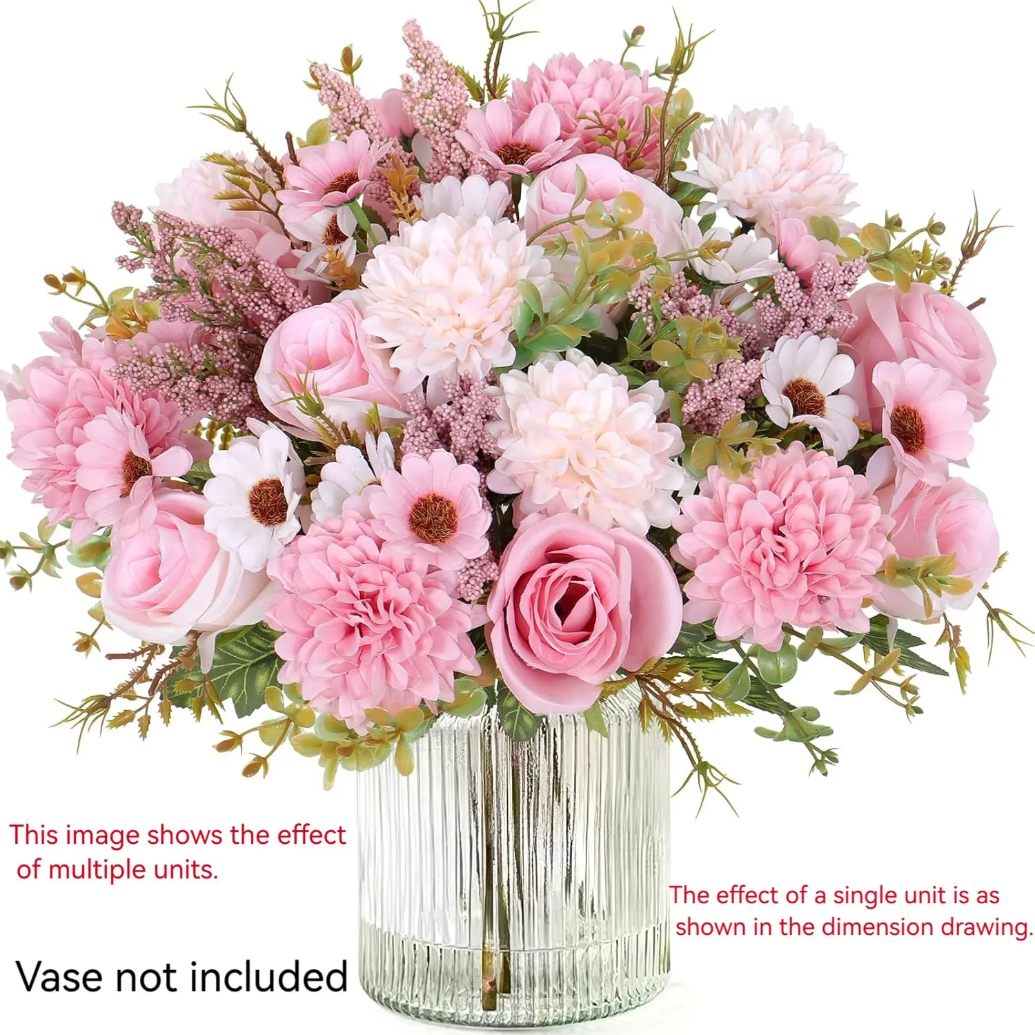 Realistic Silk Rose Bouquets with Daisies and Flowers, Artificial Flower, Decorative Fake Flowers, Ideal for Weddings, Parties, Home Decor, Table Centerpieces