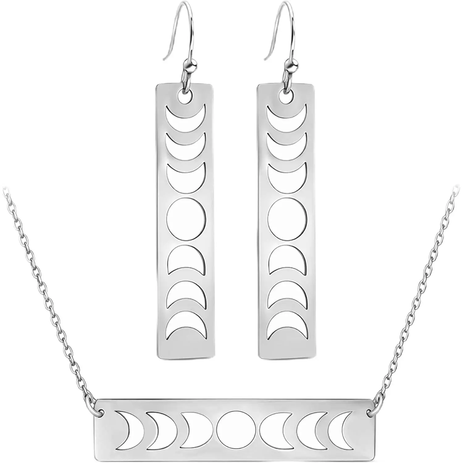 Moon Phase  Set for Women Witchy Necklace and Earrings Set | Statement Celestial Lunar  Pagan Astrology  Halloween Minimalist  Lightweight