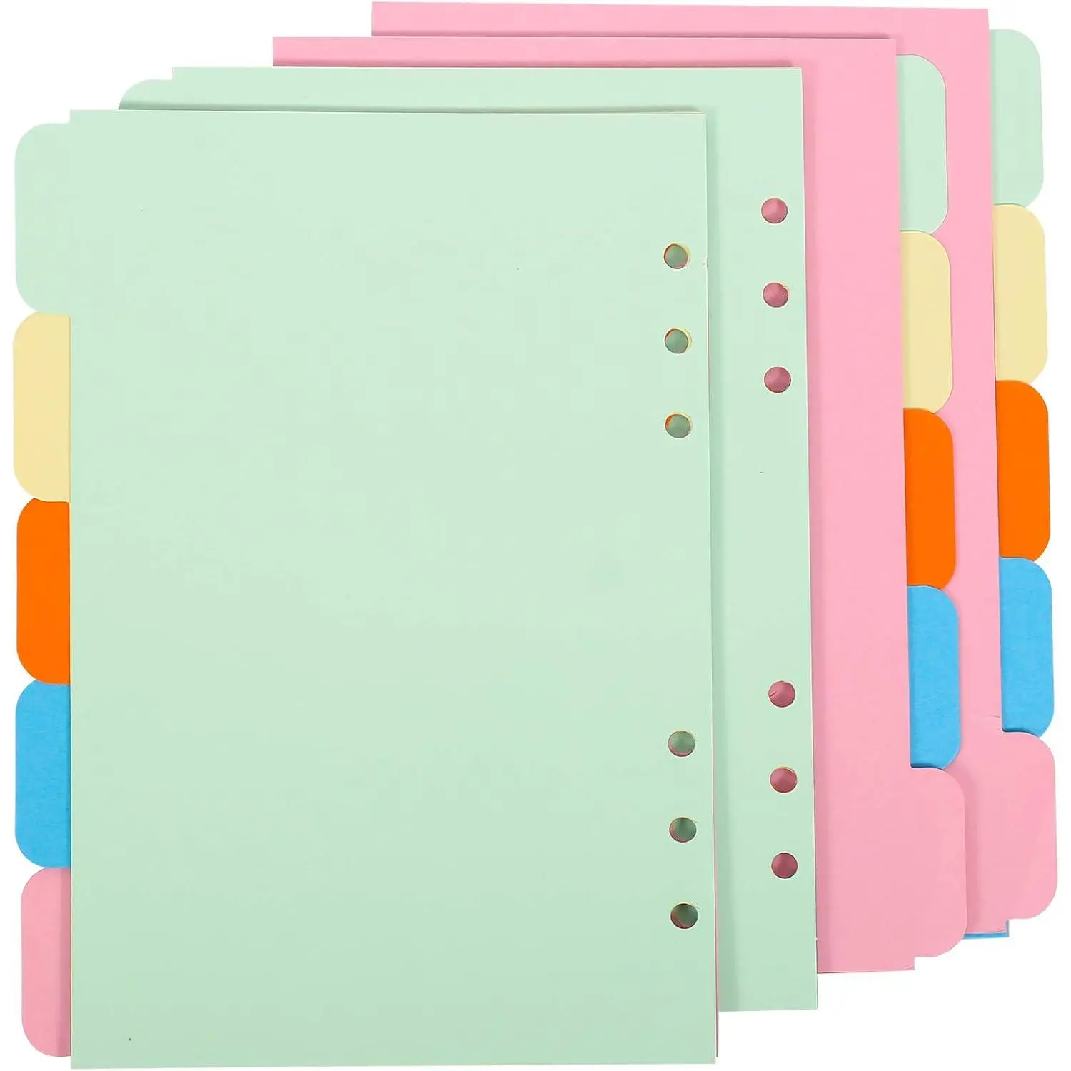 4Pack A5 20-Tabs Set Double-Sided Heavy Paper Multicolor Vertical Tab Index Dividers for 6-Holes Ring Binders, Filofax Notebooks, Office Supplies