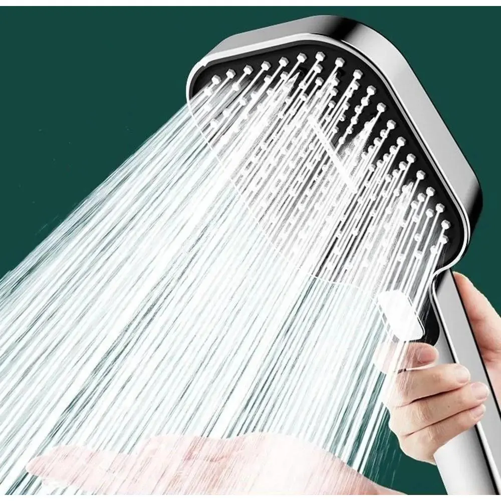 Large Flow Rectangular Rainfall Shower Head Silver 3 Modes Big Panel High Pressure Water Saving Shower Mixer Bathroom Accessorie