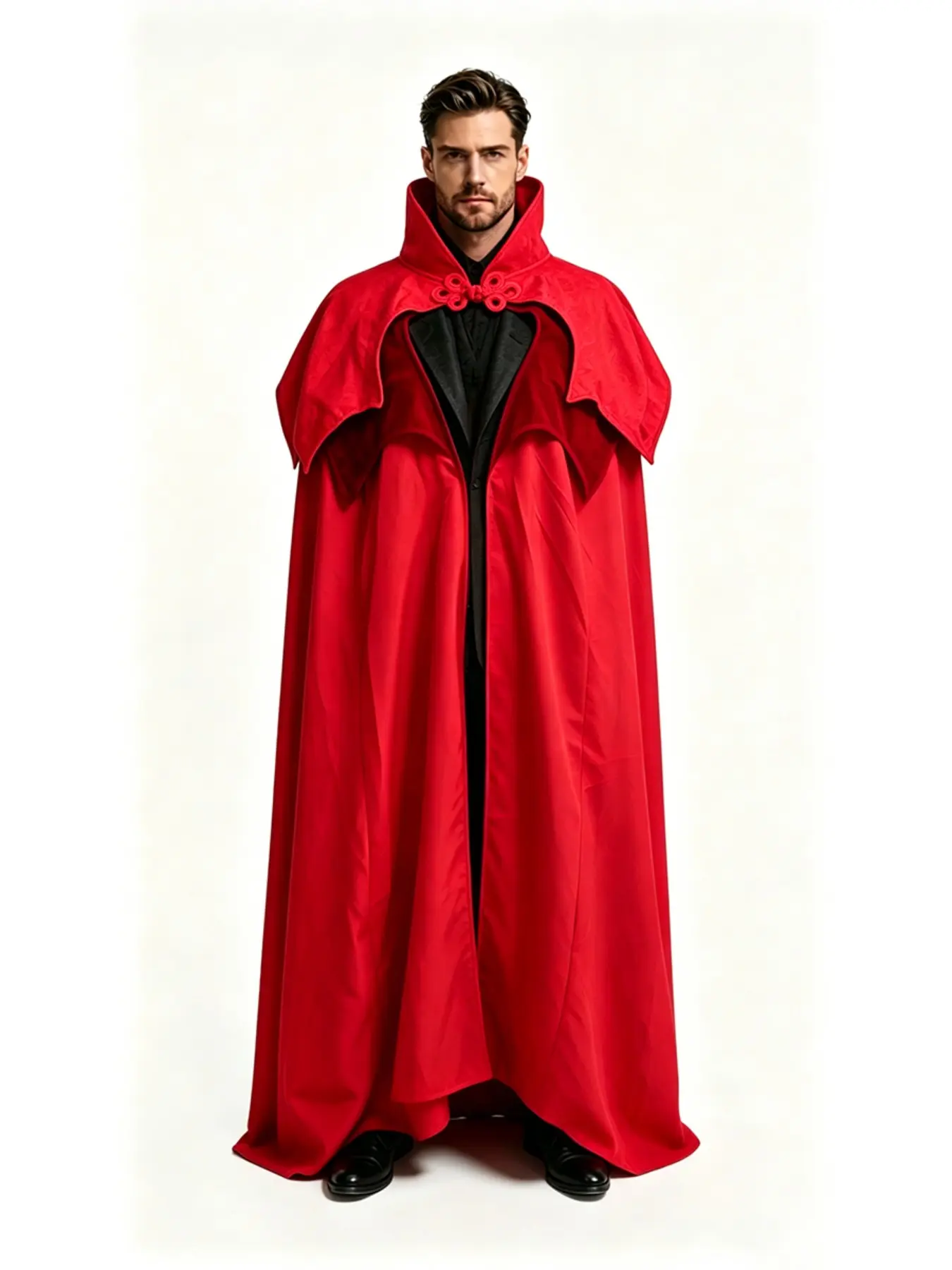 Halloween Medieval Retro Stand Collar Cape, Dark Vampire Count Cloak, Christmas Party Stage Costume, Gothic Witch Castle Queen