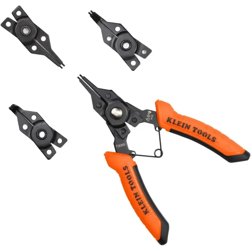 73066 Convertible Snap Ring Pliers Set, 6-in-1 Internal External Clip Pliers, 4 Interchangeable with Straight, 45- Degree and 90-Degree Angles