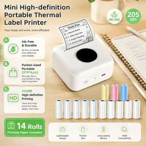 Mini HD Portable Label Printer, Inkless Thermal Printer, Wireless Thermal Study Aid for Students, Reusable Sticker Maker for Office & Learning, Pocket-Sized Homework Helper, Efficient Note-Taking Tool, No Ink Needed Instant Print.