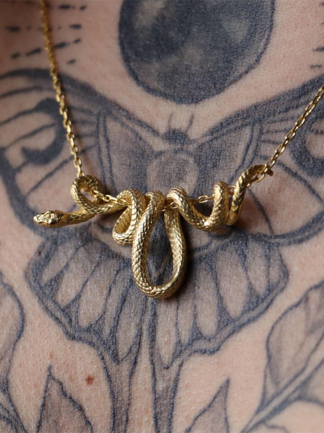 Punk Style Snake Design Pendant Necklace, Retro Hip Hop Necklace, Fashion Creative Necklace for Party, Daily Clothing Decor for Girl, Trendy All-match & Exquisite Jewelry for Birthday Gift, Jewelry Gifts