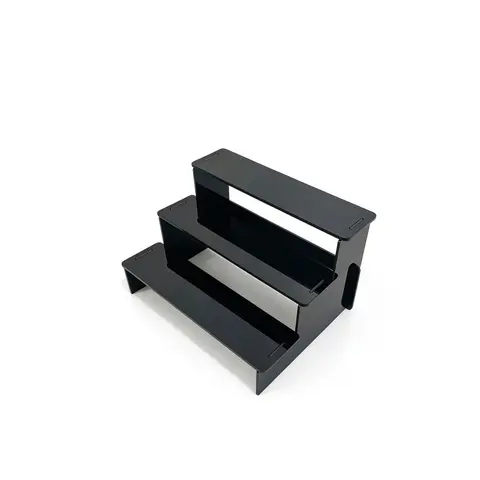 3-Tier Display Shelf, No Tool Assembly Step Display Riser, Plastic Material, 7.56-Inch Space Saving Shelf for Perfume, Figurines and Cupcakes