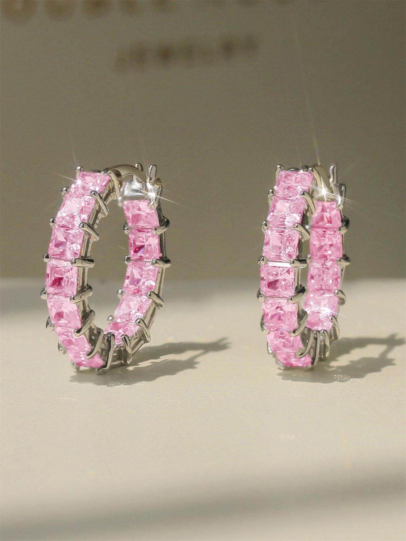 Rhinestone Decorated Hoop Earrings, Fashionable Hoop Earrings for Women & Girls, Fashion Jewelry for Party, Daily Clothing Decor, Trendy All-match & Exquisite Jewelry for Birthday Gift