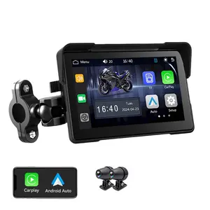 Venbes 5-Inch Motorcycle Multimedia Navigator, Wireless Carplay Android Auto, Touchscreen, Ip67 Waterproof, Bluetooth-compatible, TF Card Compatible