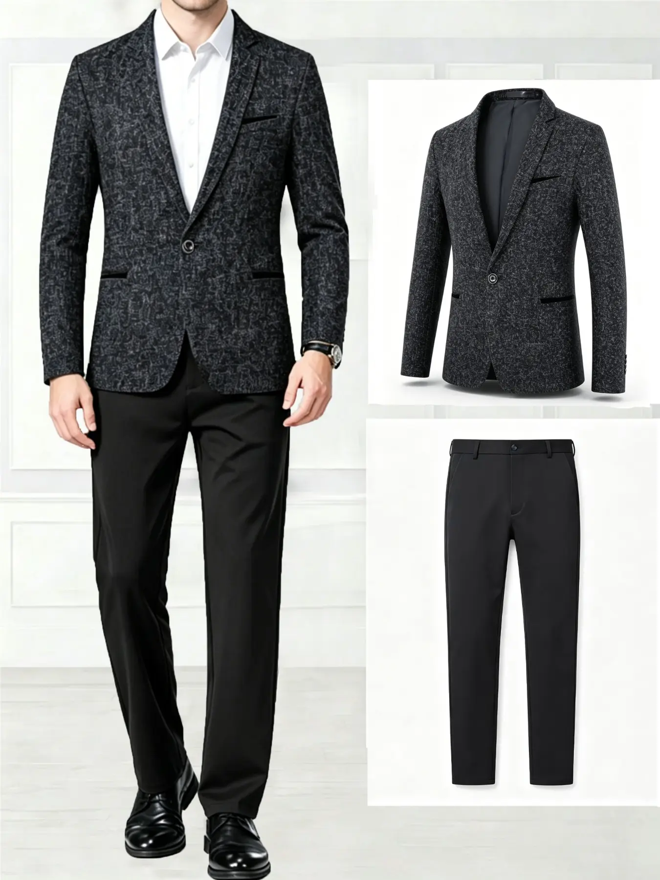 Men's Business Slim Fit Linen Suit Set, Iron-Free One-Button Blazer, Versatile Formal Pants, Spring & Fall Fashion, Two-Piece
