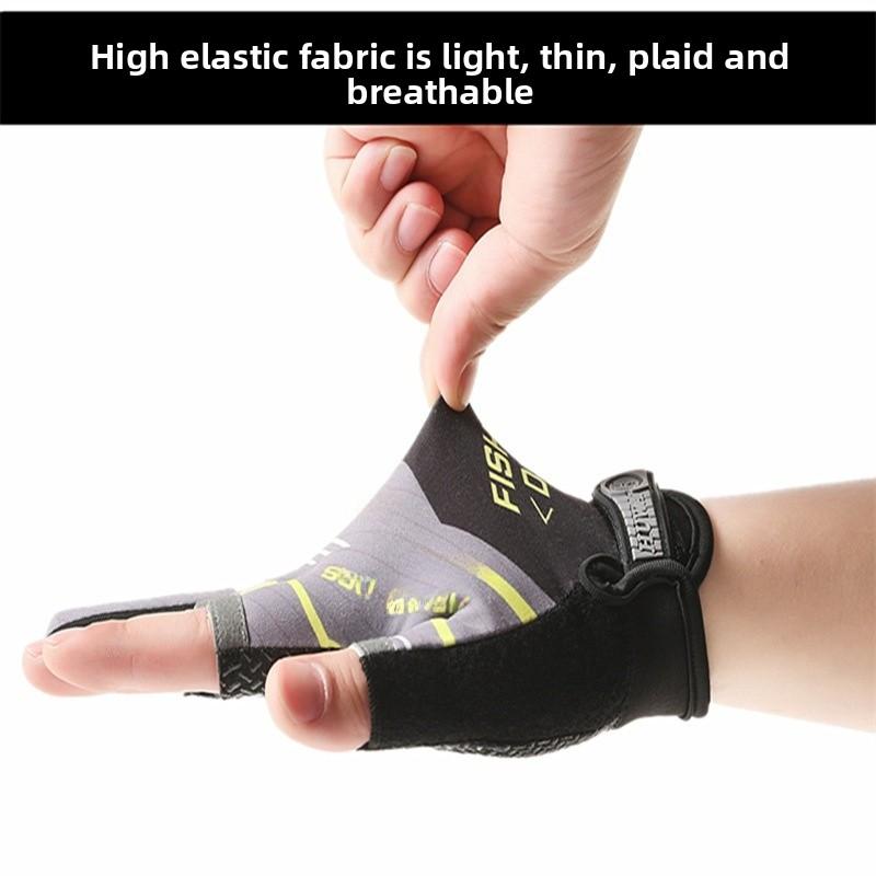 Cycling Lure Fishing Gloves UV Protection Windproof Breathable Cut-Resistant Non-Slip Three-Finger Gloves for Spring Summer Winter Sports Fishing Gear