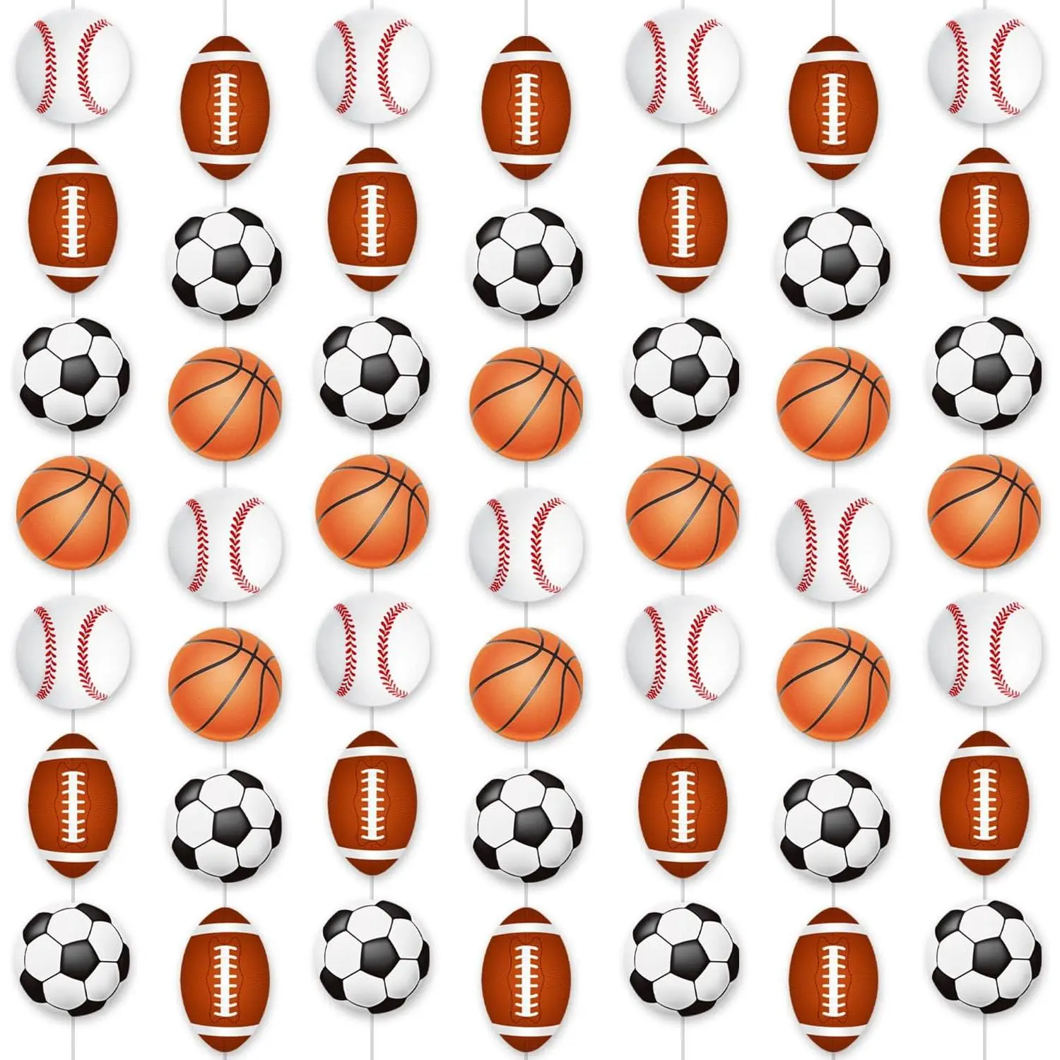 Party Supplies 8 count  Theme Garlands Basketball Football Baseball Soccer  Paper Garland Banners for  Theme Birthday Party Decorations  Shower  Classroom Decor