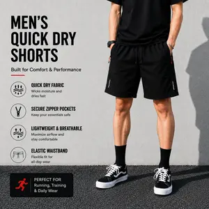 1/5-Pack Men’s Summer Shorts, versatile athletic straight cut for running, walking, and hiking