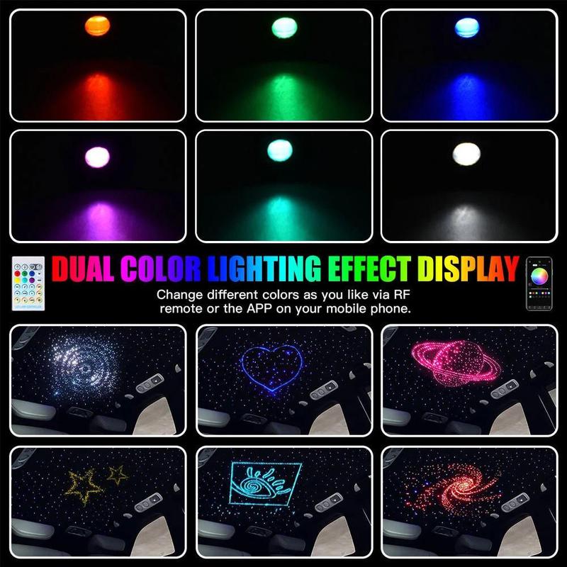 Dual Control Star Light Kit APP+24Key Remote 500pcs Fibers Multiple Effects Adjustable Brightness Speed Sound Sensitivity Led Multicolor