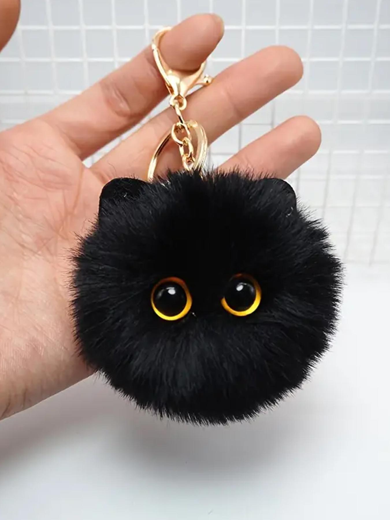 2024 New Style Cute Cat Design Plush Keychain, Fashionable Pom Pom Decor Keychain for Women & Girls, Fashionable Accessories for Bag & Purse Decoration, Keychain For Bags, Soft Pompom Keychain
