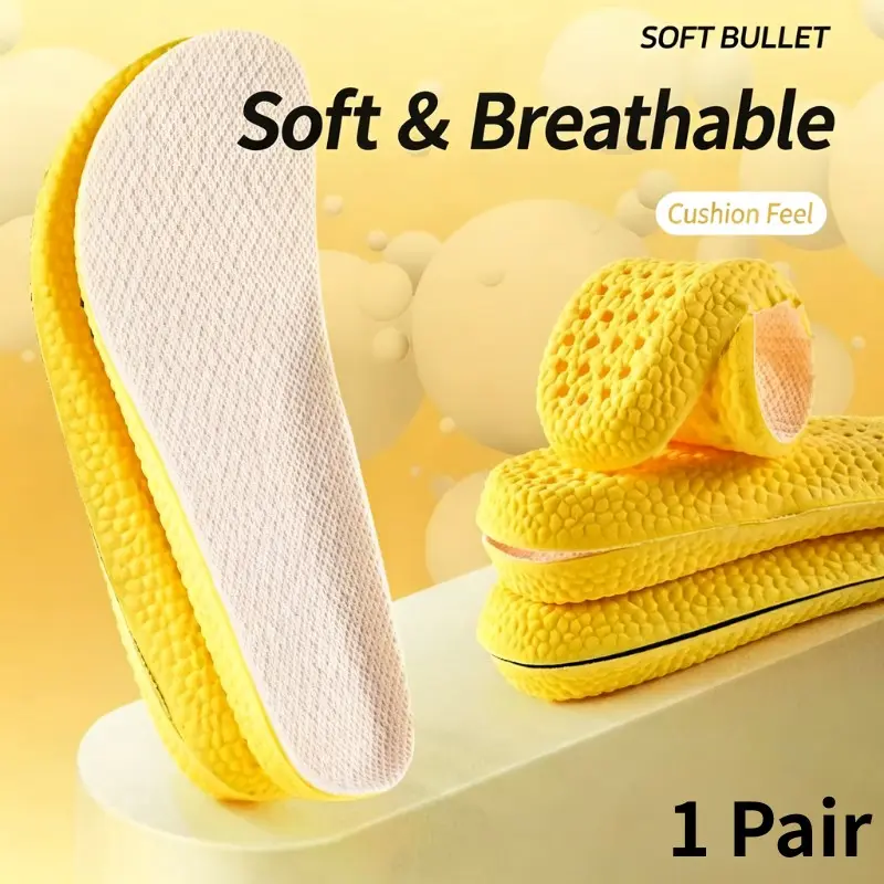Unisex Soft Elastic Popcorn Sport Insoles, Breathable High-Elastic Perforated Sweat-Absorbing Rollable Cushion Insoles, All-Season Anti-Fatigue Insoles