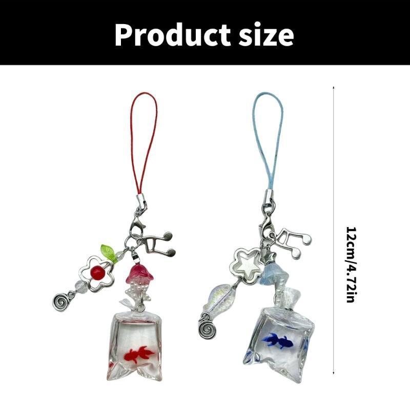 Fashion Fish Bead Phone Charm Handmade Bag Pendant Resin and Alloy Texture Keychain Accessory for Various Occasion