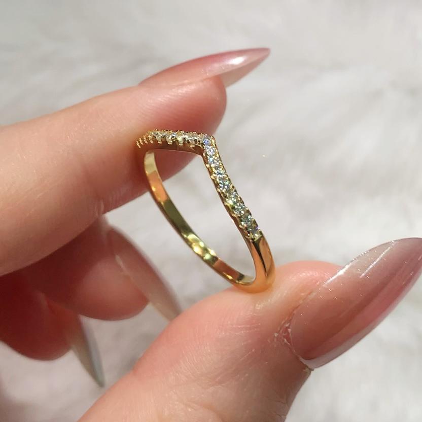 S925 Sterling Silver V-Shaped Ring Synthetic Moissanite Ring fashion jewelry accessory woman girl promise ring-167(50%)