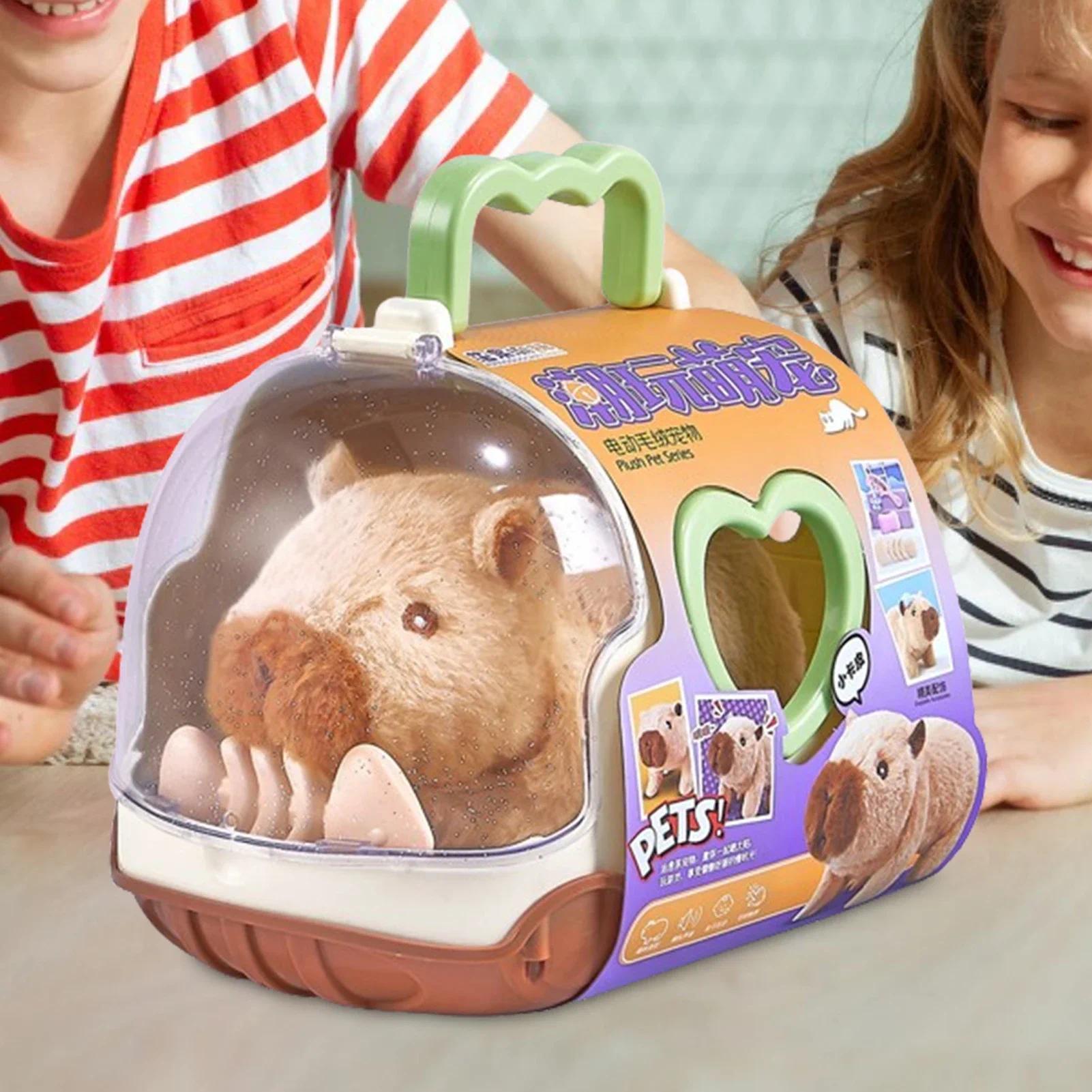 Electric Capybara Walking Doll Toy With Sound Children's Electric Plush Dolls Toy Animal Capybara Plush Figure Set Random Color