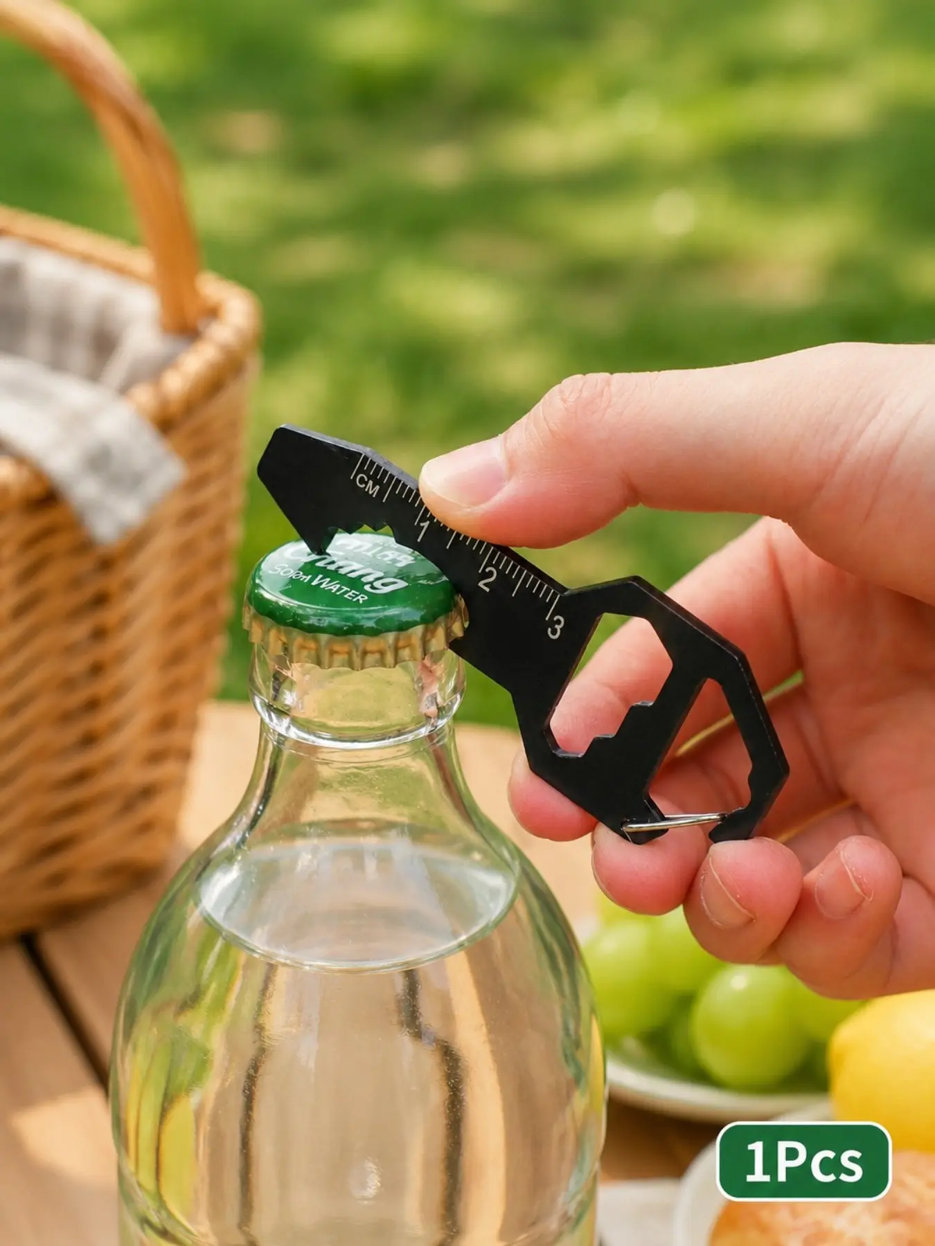 6-In-1 Multifunction Keychain Bottle Opener, Stainless Steel Edc Pocket Gadget, Portable Carabiner Design, Perfect Gift for Men